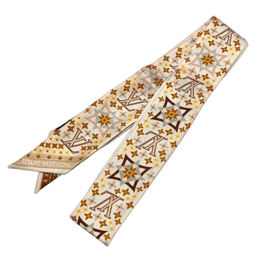 LOUIS VUITTON Louis Vuitton Bandeau BB Studded Narrow Scarf Beige Brown Women's